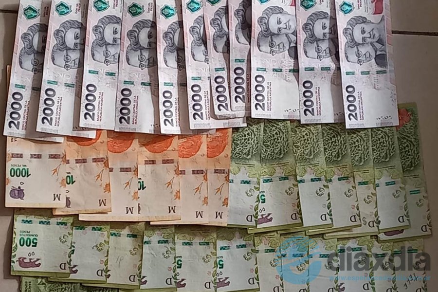 El dinero secuestrado al joven denunciado