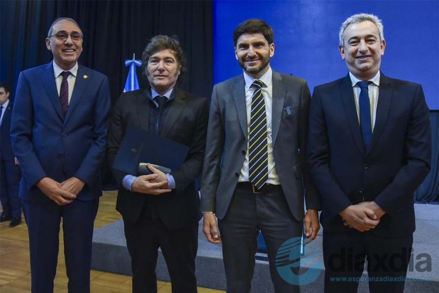 Simioni, Milei, Pullaro y Javkin Simioni, Milei, Pullaro y Javkin