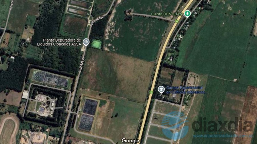 Los terrenos están ubicados frente a la Planta de Tratamiento de Aguas Santafesinas - Foto Google Maps