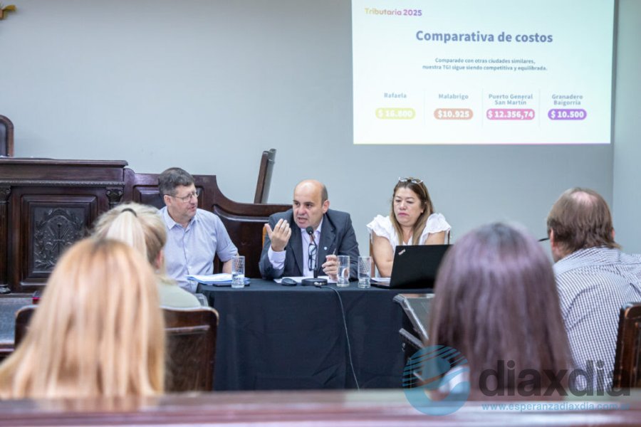 La presentación del powerpoint en el Concejo Municipal. Müller responde a Martínez - Foto Prensa Municipalidad de Esperanza