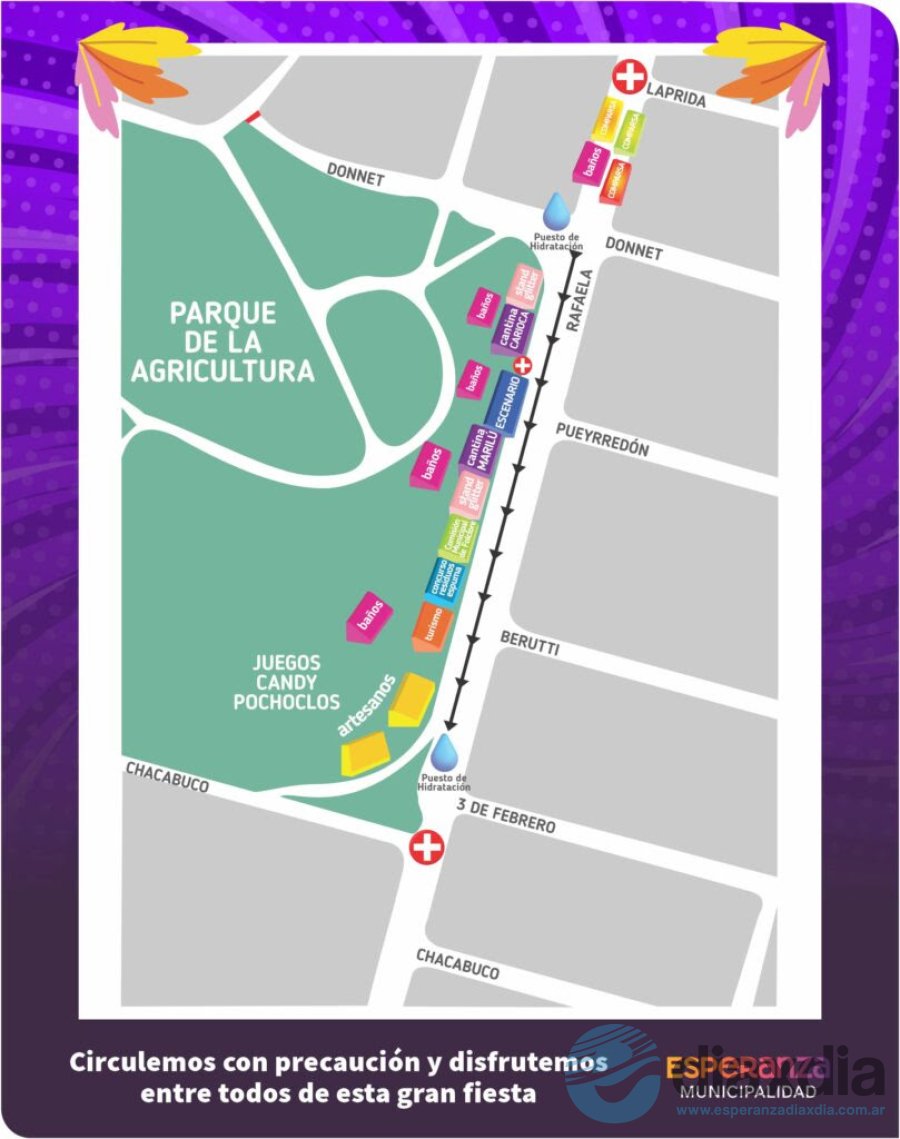 La ubicación de los diferentes puestos en los carnavales del sábado