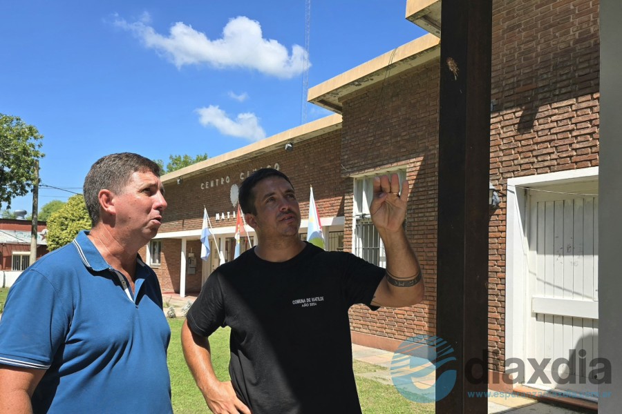 Pirola y Saldaño durante la recorrida Pirola y Saldaño durante la recorrida