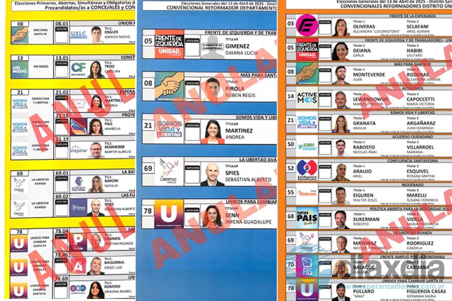 Las tres boletas que estarán el 13 de abril