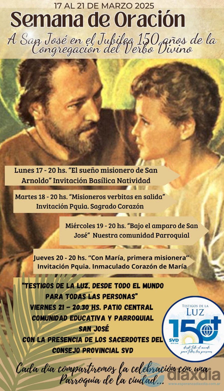 El programa de actividades difundido por la Parroquia San José