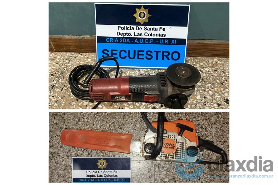 Las herramientas recuperadas por la policía Las herramientas recuperadas por la policía