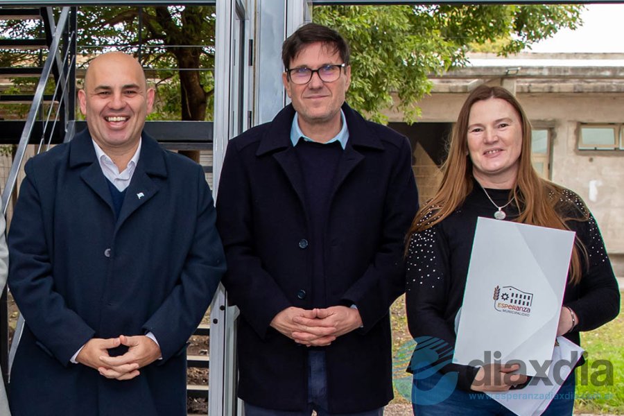 Müller, Goity y Ernst en el acto realizado ayer