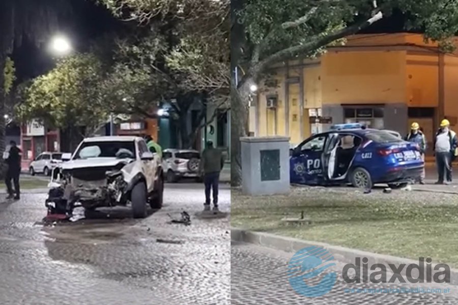 La camioneta y el patrullero siniestrados La camioneta y el patrullero siniestrados