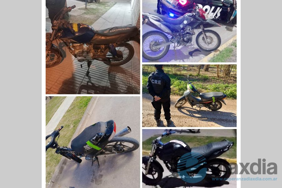 Las cinco motos secuestradas en Las Colonias
