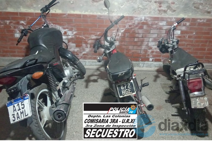 Las tres motos secuestradas por la policía